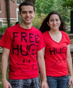 Photo of students with Free Hug Tshirts
