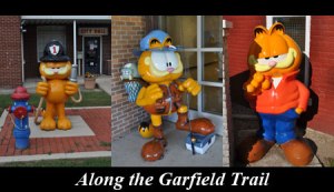 Three Garfield statues